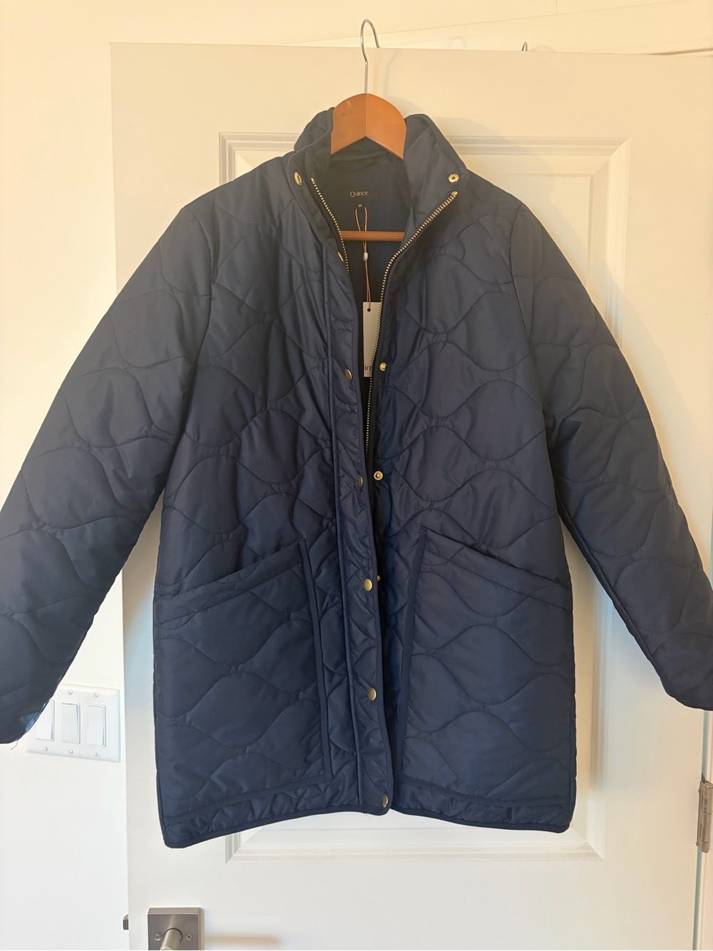 Featherless quilted long puffer jacket